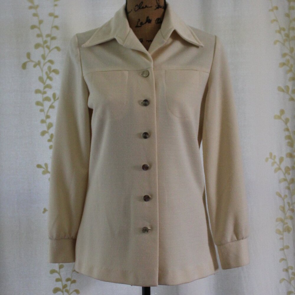 Vintage Graff Californiawear Butter Yellow Pant Button Shirt Suit Set Women's S